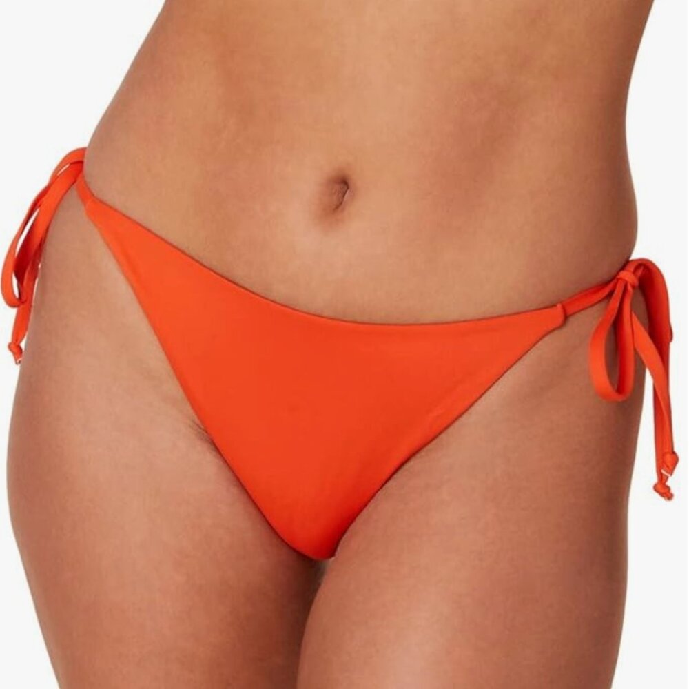 Andie The String Bikini Bottom in Siren Orange (Size L)
